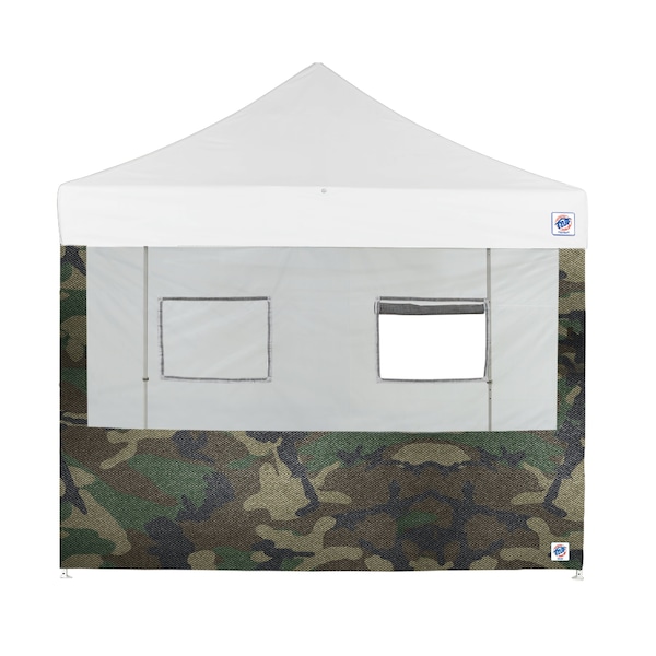 TAA Compliant Food Booth Sidewall with 2 Serving Windows, 10' W x 10' H, Woodland Camo
